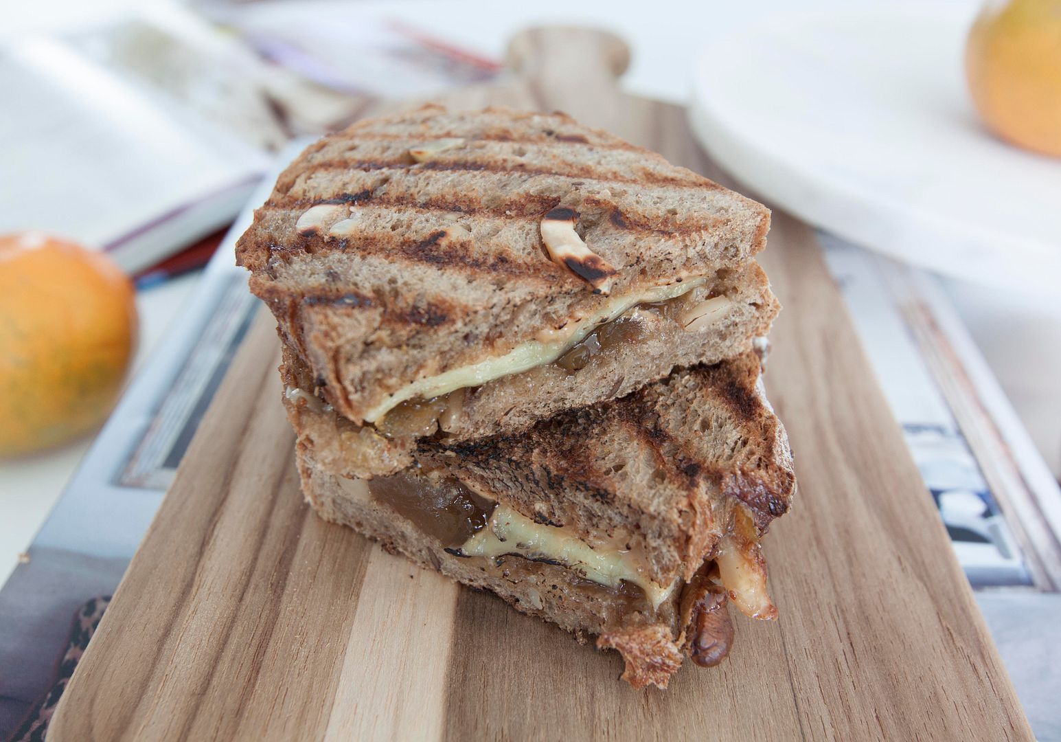 Food Makes Me Happy Grilled Rye Bread Sandwich with Peanut Butter, Fig